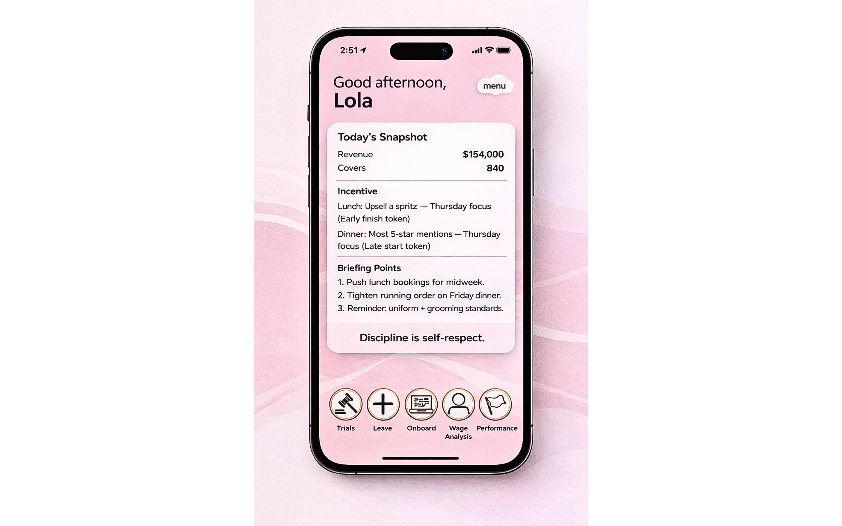 Say Less dashboard mockup on iPhone